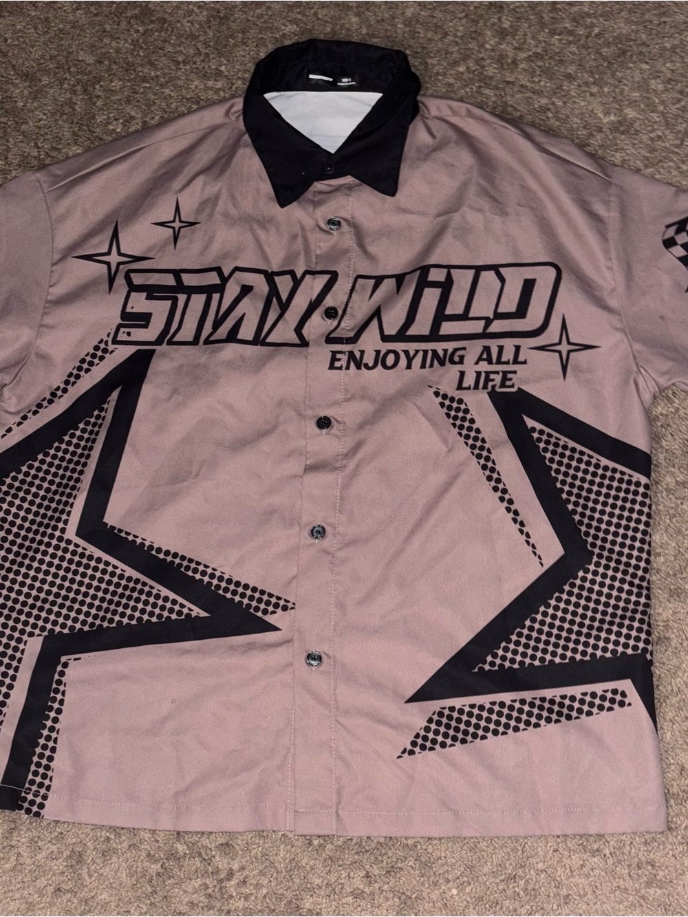 NFINITY Dusty Pink Button-Up Jacket with Black Graphic